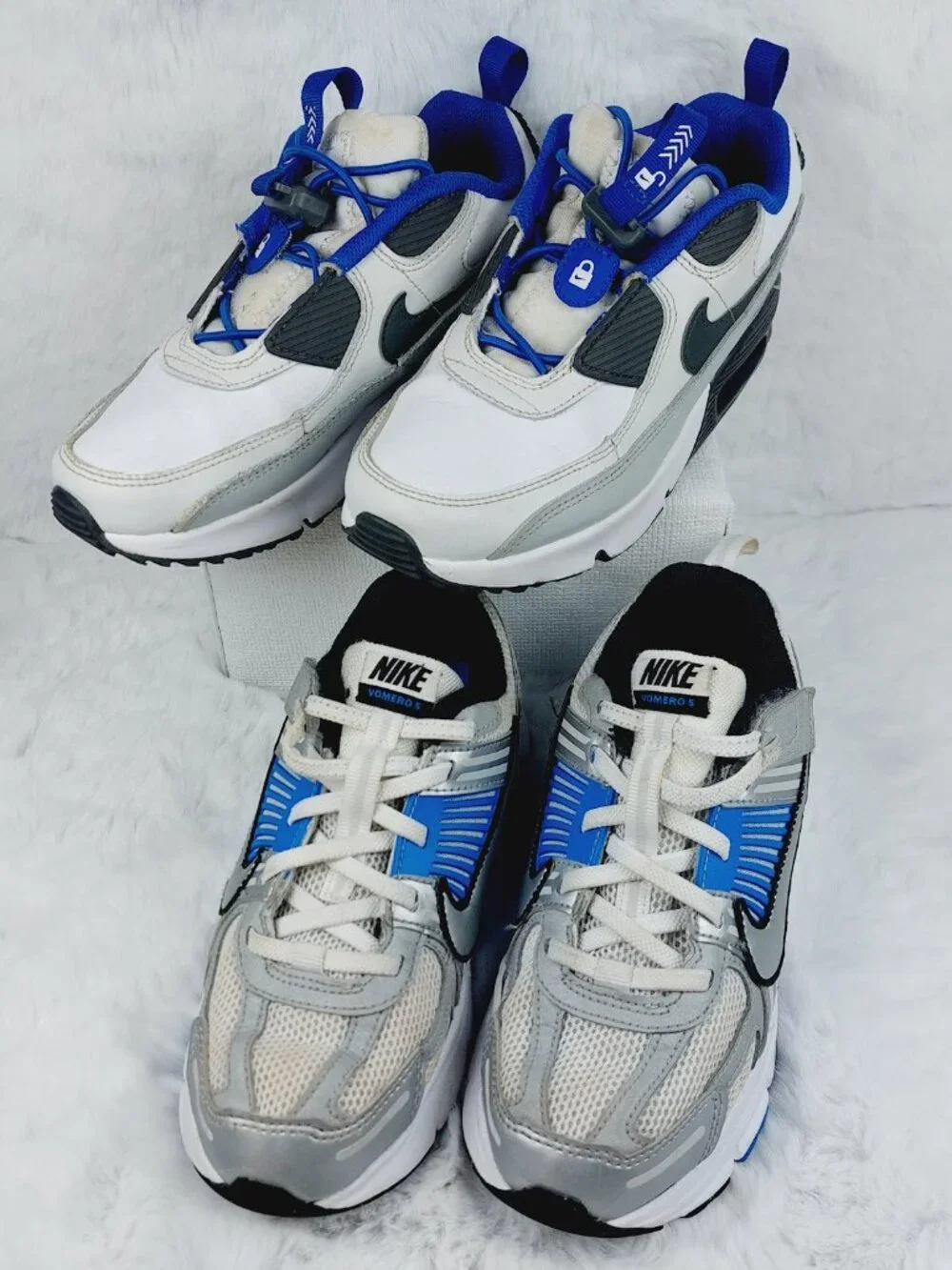 Set Of 2 Nike Boy Blue Gray Colorway Low Top Casual Athletic Sneaker Size 2Y